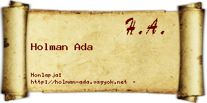 Holman Ada névjegykártya